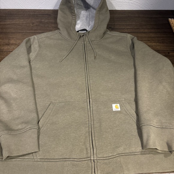 Carharrt Sherpa Lined Full Zip Hooded Sweatshirt Jacket Women's 2X 20w-22w Green - Picture 1 of 7